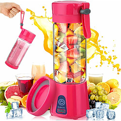 Vendos85 Blender électrique Smoothie 0,4L avec USB rechargeable rose rouge