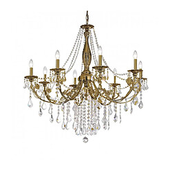 Luminaire Center Chandelier en cristal PISANI CRYSTAL laiton antique 8 ampoules