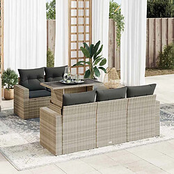 vidaXL Salon de jardin 6 pcs avec coussins gris clair résine tressée