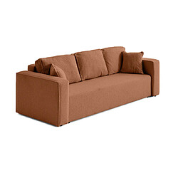 Bestmobilier Topaze - canapé 3 places - convertible avec coffre - en tissu bouclette Topaze - canapé 3 places - convertible avec coffre - en tissu bouclette - Terracotta