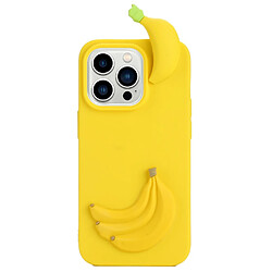 Coque en silicone Motif de dessin animé en 3D, anti-rayures pour votre iPhone 14 Pro - banane