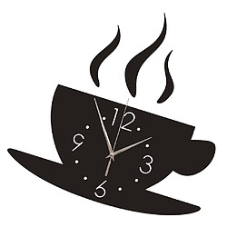 Acheter Horloge murale miroir 3D modèle de café bricolage grande horloge autocollant sans cadre noir