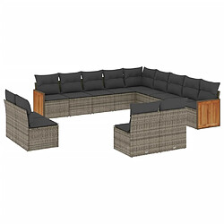 Maison Chic Salon de jardin avec coussins 13 pcs | Ensemble de Table et chaises | Mobilier d'Extérieur gris résine tressée -GKD81266