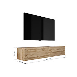 3XELIVING Meuble TV suspendu, D: l : 170 cm, H : 34 cm, P : 32 cm CHÊNE WOTAN pas cher