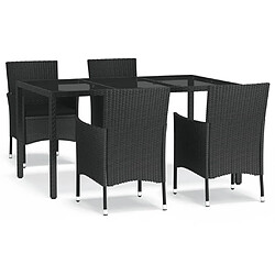 Maison Chic Mobilier à dîner 5 pcs de jardin avec coussins - Ensemble table et chaises d'extérieur - Salon/Mobilier de jardin classique Noir Résine tressée -MN27377