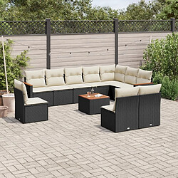 Maison Chic Salon de jardin 11 pcs avec coussins, Ensemble Tables et chaises d'extérieur noir résine tressée -GKD928855