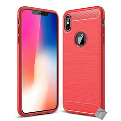 Htdmobiles Coque silicone gel carbone pour Apple iPhone XS Max + film ecran - ROUGE