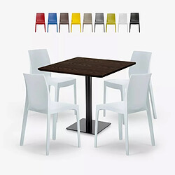 Grand Soleil Ensemble 1 Table Horeca 90x90cm et 4 Chaises Empilables Restaurant Bar Cuisine Jasper - Blanc