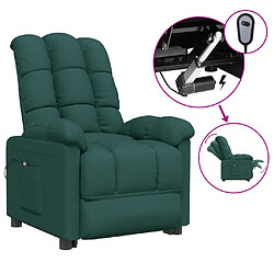 vidaXL Fauteuil inclinable électrique Vert foncé Tissu