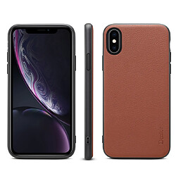 Wewoo Coque Pour iPhone XR Denior V7 Housse de protection en cuir de vachette de luxe de ultra-mince marron