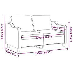 vidaXL Canapé à 2 places Noir 120 cm Tissu pas cher