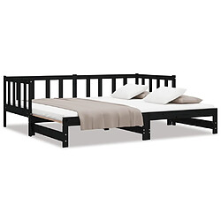 vidaXL Lit coulissant sans matelas noir 2x(80x200)cm