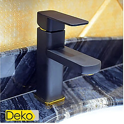 iDeko® Robinet Mitigeur lavabo peinture noire contemporaine un trou poignée simple robinet d'évier salle de bains