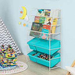 SoBuy KMB07-B Bibliothèque + Coffre de Rangement Coffre à Jouets Étagère à Livres pour Enfants