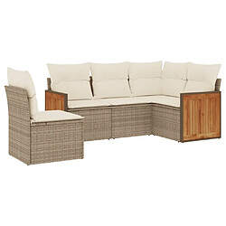 Maison Chic Salon de jardin avec coussins 5 pcs | Ensemble de Table et chaises | Mobilier d'Extérieur beige résine tressée -GKD30815