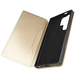 Avizar Étui pour Samsung Galaxy S24 Ultra Double Poche Fonction Support Dorée