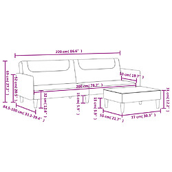 vidaXL Canapé-lit à 2 places avec repose-pied gris foncé tissu pas cher