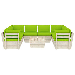 Avis Maison Chic Salon de jardin palette 9 pcs avec coussins - Table et chaises d'extérieur - Mobilier/Meubles de jardin Moderne épicéa imprégné -MN51296