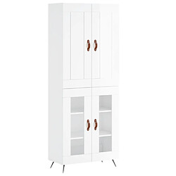 vidaXL Buffet haut Blanc brillant 69,5x34x180 cm Bois d'ingénierie