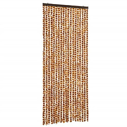 vidaXL Rideau anti-mouches ocre et blanc 56x200 cm chenille