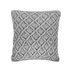 Beliani Coussin KIZKALESI Coton 45 x 40 cm Unicolore Macramé Gris