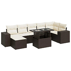 vidaXL Salon de jardin 8 pcs avec coussins marron résine tressée