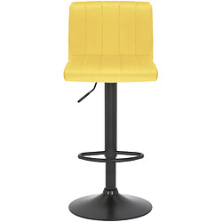 Decoshop26 Tabouret de bar x1 pivotant hauteur réglable assise surpiqué en velours jaune et métal noir 10_0005004