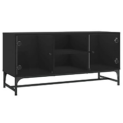 vidaXL Meuble TV avec portes en verre noir 102x37x50 cm