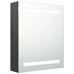 Maison Chic Armoire de salle de bain,Meuble de rangement,Meuble haut à miroir LED gris 50x14x60 cm -GKD246173