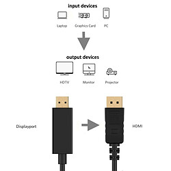 Acheter Cable Ewent EC1430 DisplayPort 1.2 a HDMI 1m Negro