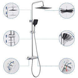 Lonheo MAX Colonne de Douche Thermostatique Chromé avec Mitigeur 38°C, Ensemble de Douche avec Etagère, Douchette à Main 3 Fonctions, Hauteur Réglable pas cher