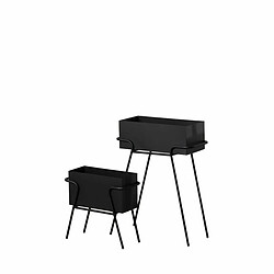 BigBuy Garden Set de pots de fleurs Noir Fer 58 x 25 x 76 cm (2 Unités)