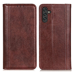 Etui en PU texture litchi, absorption magnétique marron pour votre Samsung Galaxy A13 5G