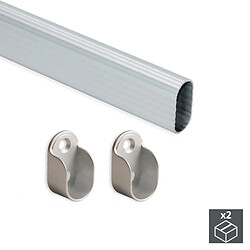 Kit de 2 tubes de penderie 30 x 15 mm en aluminium longueur 950 mm et supports Emuca pour armoire