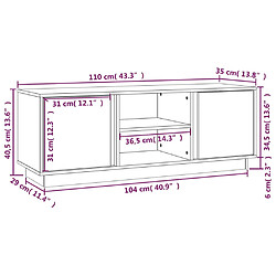 vidaXL Meuble TV Gris 110x35x40,5 cm Bois de pin massif pas cher