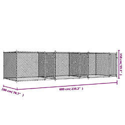 vidaXL Cage pour chien avec portes gris 6x2x1,5 m acier galvanisé pas cher