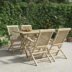 Maison Chic Salon de jardin 5 pcs - Table et chaises d'extérieur - Mobilier/Meubles de jardin Moderne gris bois de teck massif -MN80460