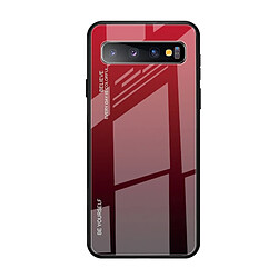 Wewoo Coque Pour Galaxy S10 5G Gradient Color Glass Case Rouge