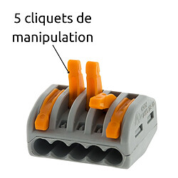 Acheter Lot de 30 bornes automatiques à cliquet S222 - 5 entrées – fils rigides et souples 4mm² max - orange - Wago