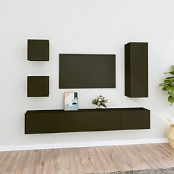 vidaXL Ensemble de meubles TV 5 pcs Noir Bois d'ingénierie