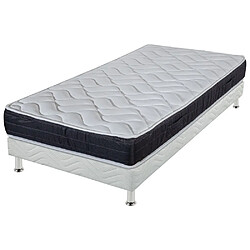 Ebac Matelas et sommier 90x190 Mousse - Malta - Soutien très ferme - Made in France Ensemble mousse Malta 90x190. Sommier tapissier : Bois résineux massif - 1er choix - sans n?ud - traverse central de renfort, tissu 100% polyester - Matelas : Hauteur 21 cm - Suspension latex - Face supérieure : Finitions: Platebande déco anthracite - Cou