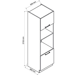 Pegane Meuble bas de cuisine pour four avec 2 portes coloris blanc- longueur 60 x profondeur 56 x hauteur 213 cm