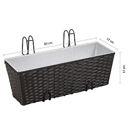 vidaXL Ensemble de jardinières de balcon Trapèze Rotin 50cm 2 pcs Noir pas cher