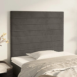 Maison Chic Lot de 2 Têtes de lit design pour chambre - Décoration de lit Gris foncé 100x5x78/88 cm Velours -MN24127