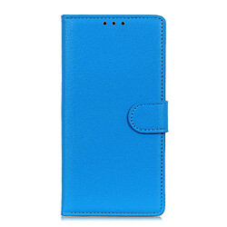 Etui en PU texture litchi, magnétique avec support, bleu pour votre Realme 9 Pro