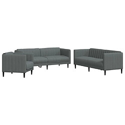 vidaXL Ensemble de canapés 3 pcs gris foncé tissu