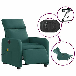 Maison Chic Fauteuil Relax pour salon, Fauteuil de massage inclinable électrique Vert foncé Tissu -GKD51636 pas cher