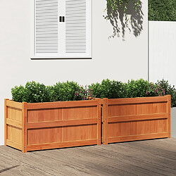 Maison Chic Lot de 2 Jardinières,Bac à fleurs - pot de fleur cire marron bois de pin massif -GKD22058