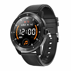 Montre Intelligente Bluetooth Appel Lecteur De Musique Bracelet De Sport Montre Intelligente Cadran Noir Ceinture En Cuir Marron