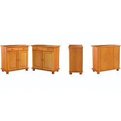 Pegane Buffet 2 portes en pin massif coloris miel - Longueur 88 x Profondeur 42 x Hauteur 86 cm